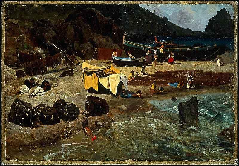 Albert Bierstadt Fishing Boats at Capri china oil painting image